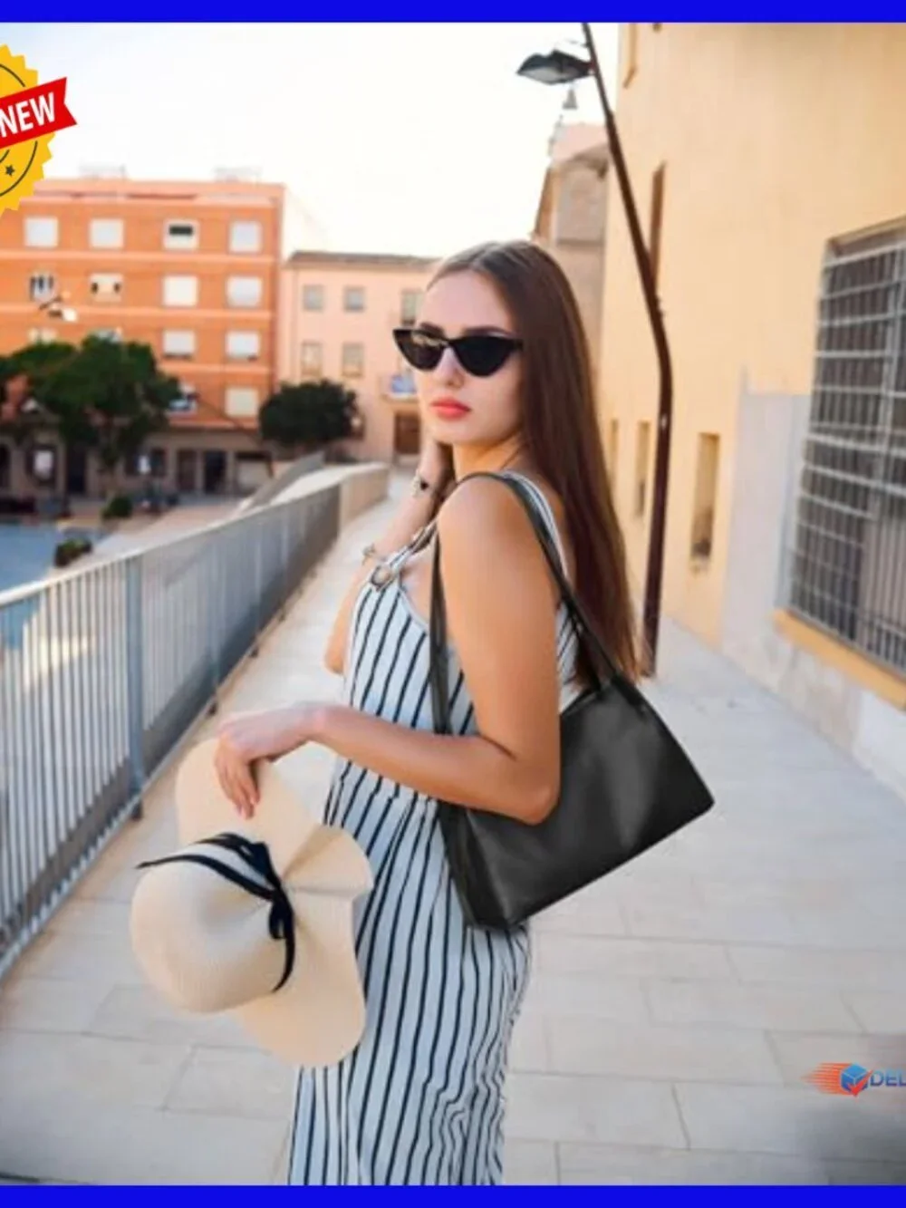 Soft Genuine Leather Hobo Shoulder Bag with Magnetic Closure